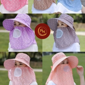 Mũ Chống Nắng Rộng Vành Kèm Khẩu Trang 2 Lớp Che Kín Mặt ,Kín Cổ Chống Tia Uv, Thông Hơi - Shop Mẹ Bống