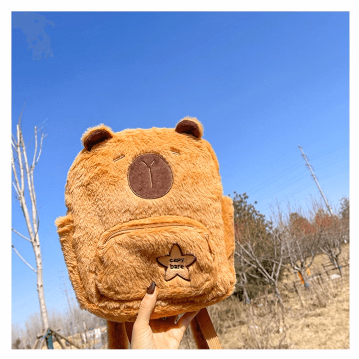 Balo Vải Lông Xù Họa Tiết Hoạt Hình Capybara Vui Nhộn, Đáng Yêu Phù Hợp Với Nhiều Lứa Tuổi Ch160 - Bh Kids - Ảnh 6