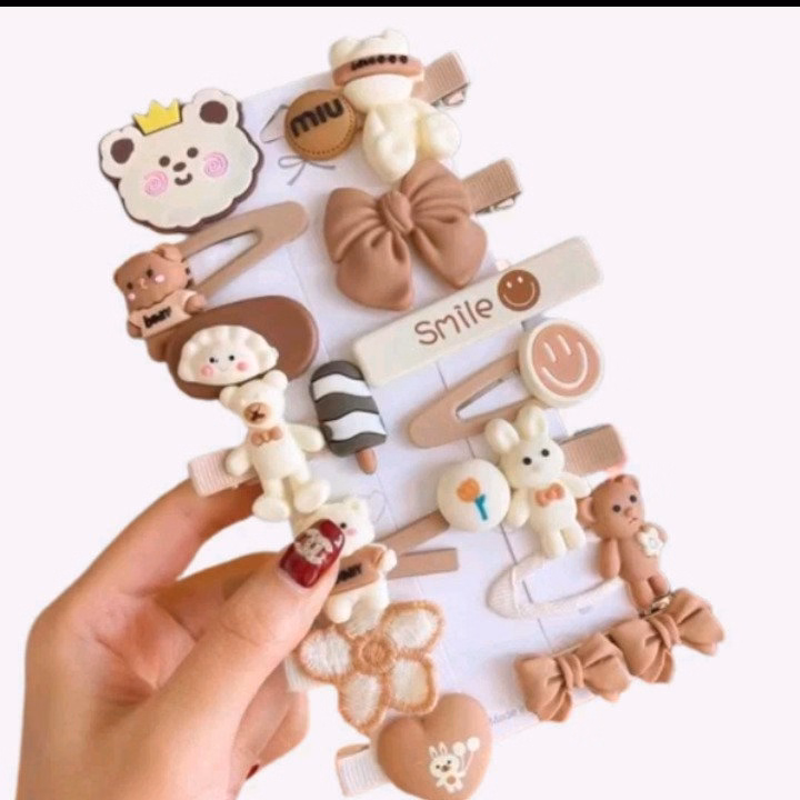 Sét Kẹp Tóc Hàn Quốc Gấu Nâu Thỏ Tím Siêu Xinh Yvy767- Triệu Vy Store - Ảnh 5