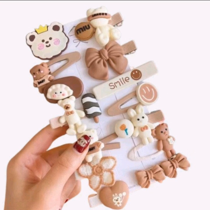 Sét Kẹp Tóc Hàn Quốc Gấu Nâu Thỏ Tím Siêu Xinh Yvy767- Triệu Vy Store