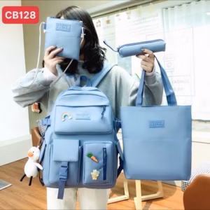 Sét Balo 4 Món Thời Trang Có Viền Dễ Thương-Shop Mẹ Bống