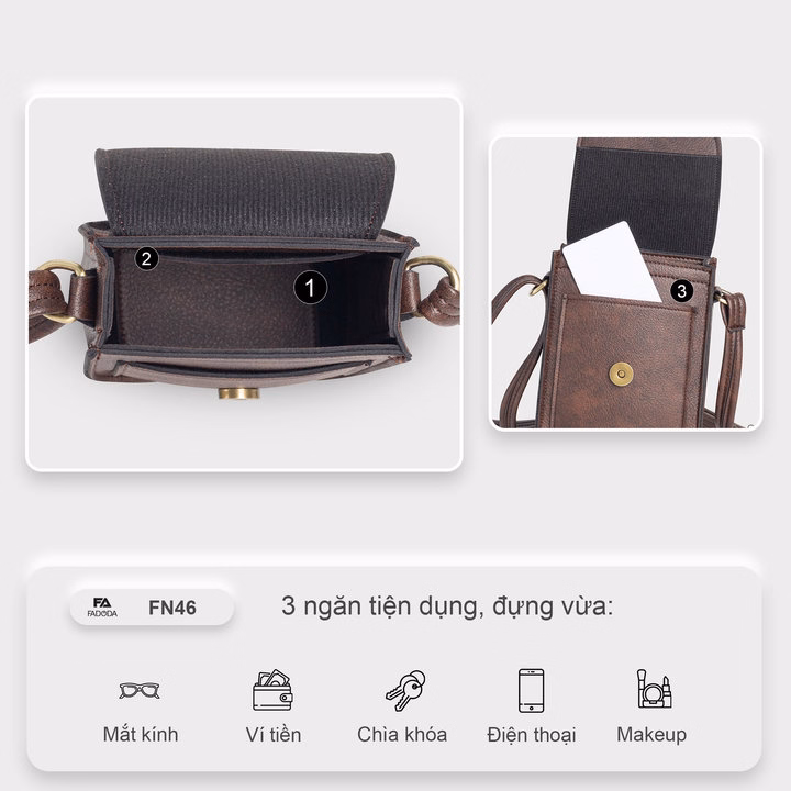 Túi Đeo Chéo Mini Đựng Điện Thoại Nữ Fadoda Fn46 - Ảnh 6