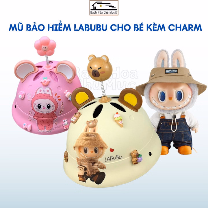 Mũ Bảo Hiểm Labubu Cho Bé Tặng Kèm Charm Dễ Thương, Nón Bảo Hiểm Vành Tròn Gắn Tai Thỏ Ctb803- Bechip - Ảnh 4