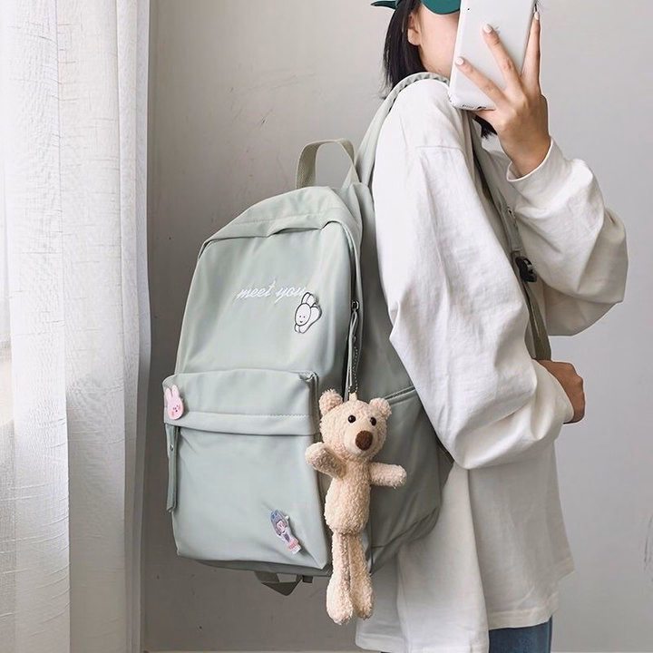 Balo Đi Học Vải Bố Vừa A4 Meet You Basic Đơn Giản Sy14- Nana House - Ảnh 3