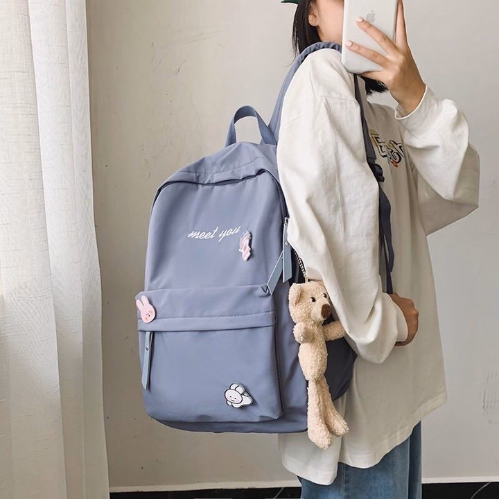 Balo Đi Học Vải Bố Vừa A4 Meet You Basic Đơn Giản Sy14- Nana House - Ảnh 2