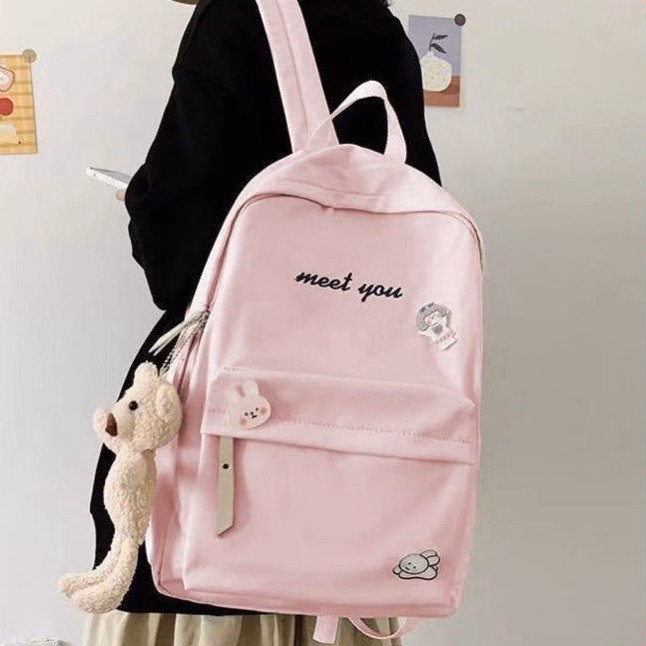 Balo Đi Học Vải Bố Vừa A4 Meet You Basic Đơn Giản Sy14- Nana House