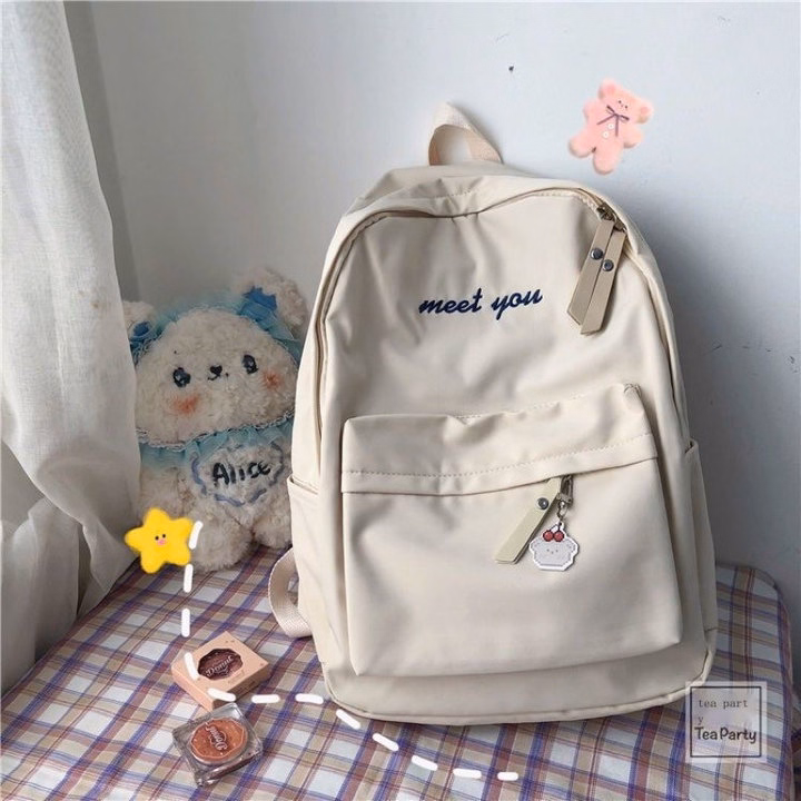 Balo Đi Học Vải Bố Vừa A4 Meet You Basic Đơn Giản Sy14- Nana House - Ảnh 4