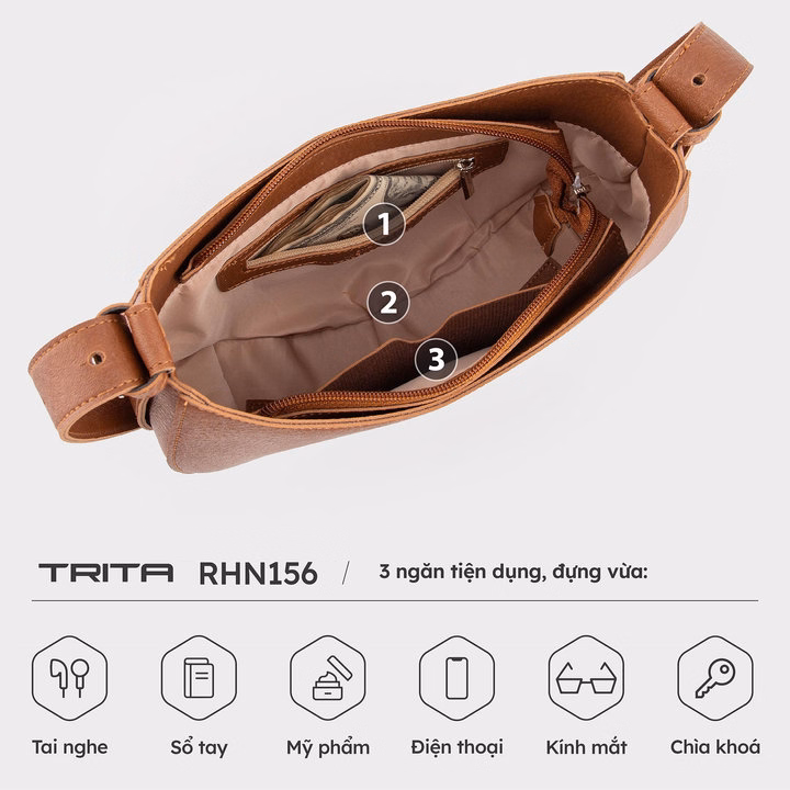 Túi Đeo Vai Da Nữ Dáng Bán Nguyệt Trita Rhn156 - Trita - Ảnh 6