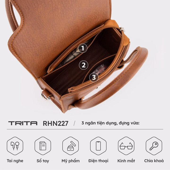Túi Đeo Chéo Da Nữ Kiểu Dáng Độc Đáo Trita Rhn227 - Trita - Ảnh 6