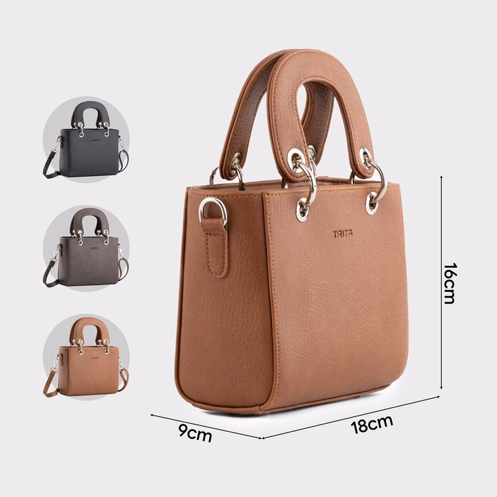 Túi Trita ( Thời Trang Nữ Quai Bản To Phối Khoen Kim Loại Cỡ Nhỏ - Túi Xách Da Rtx24 ) - Trita - Ảnh 4