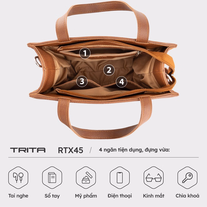 Túi Trita ( Thời Trang Nữ Kiểu Dáng Đơn Giản Cỡ Trung - Túi Xách Da Rtx45 ) - Trita - Ảnh 6