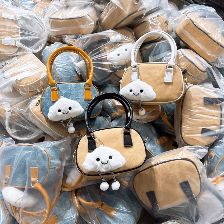 Túi Đeo Chéo, Đeo Vai Kem Móc Đám Mây Xách Tay Nữ Thời Trang Họa Tiết Xinh Xắn 25 - Ảnh 4