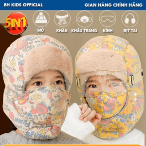 Mũ Trùm Đầu 5 Trong 1, Có Kính , Họa Tiết Funny, Phù Hợp Nhiều Lứa Tuổi, Chống Nước, Chống Gió, Giữ Ấm, 3 Lớp Dày Dặn Ch171-Bh Kids