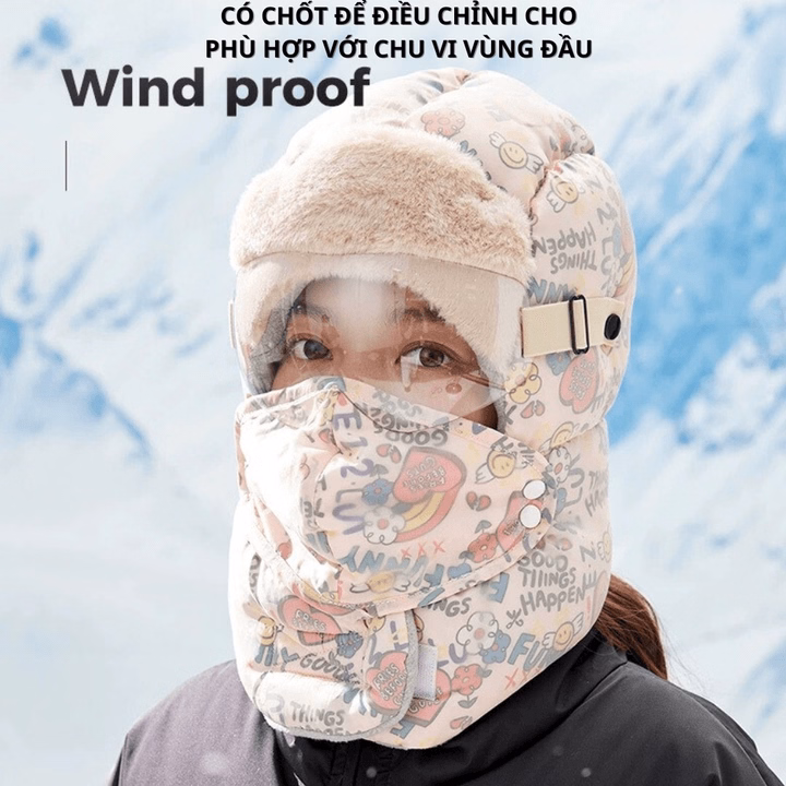 Mũ Trùm Đầu 5 Trong 1, Có Kính , Họa Tiết Funny, Phù Hợp Nhiều Lứa Tuổi, Chống Nước, Chống Gió, Giữ Ấm, 3 Lớp Dày Dặn Ch171-Bh Kids - Ảnh 5