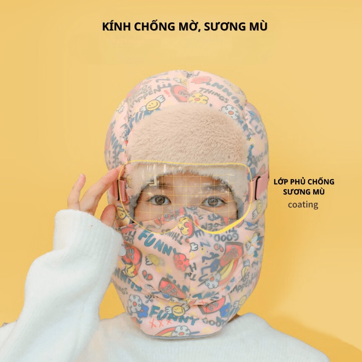 Mũ Trùm Đầu 5 Trong 1, Có Kính , Họa Tiết Funny, Phù Hợp Nhiều Lứa Tuổi, Chống Nước, Chống Gió, Giữ Ấm, 3 Lớp Dày Dặn Ch171-Bh Kids - Ảnh 3