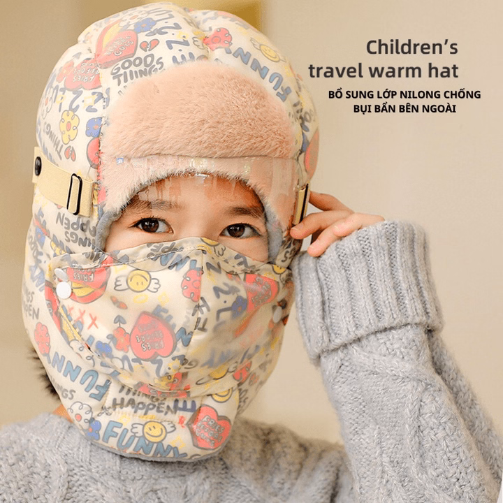 Mũ Trùm Đầu 5 Trong 1, Có Kính , Họa Tiết Funny, Phù Hợp Nhiều Lứa Tuổi, Chống Nước, Chống Gió, Giữ Ấm, 3 Lớp Dày Dặn Ch171-Bh Kids - Ảnh 4