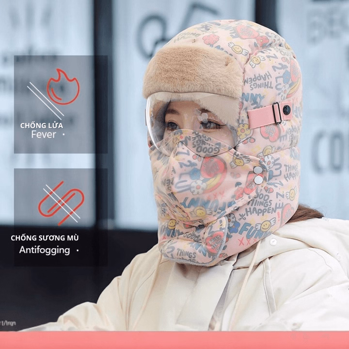 Mũ Trùm Đầu 5 Trong 1, Có Kính , Họa Tiết Funny, Phù Hợp Nhiều Lứa Tuổi, Chống Nước, Chống Gió, Giữ Ấm, 3 Lớp Dày Dặn Ch171-Bh Kids - Ảnh 6