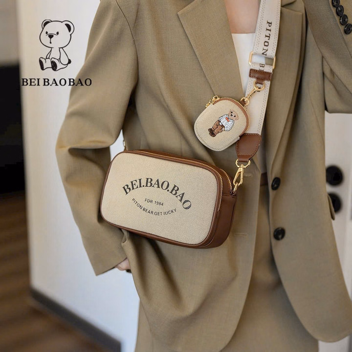 Túi Xách Nữ Đeo Chéo Hình Hộp Thêu Gấu - Siêu Dễ Thương Tặng Kèm Ví Wh720, W539 - Winnie House - Ảnh 5