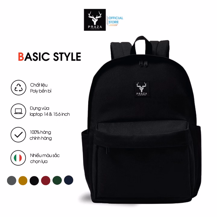 Balo Thời Trang Basic Đựng Laptop 15.6 Inch Trượt Nước Cao Cấp Bls208 - Praza