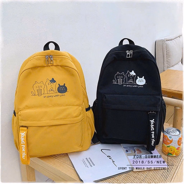 Balo Vải Đi Học Gia Đình Mèo Đựng Vừa A4 Tf95K- Sam Store