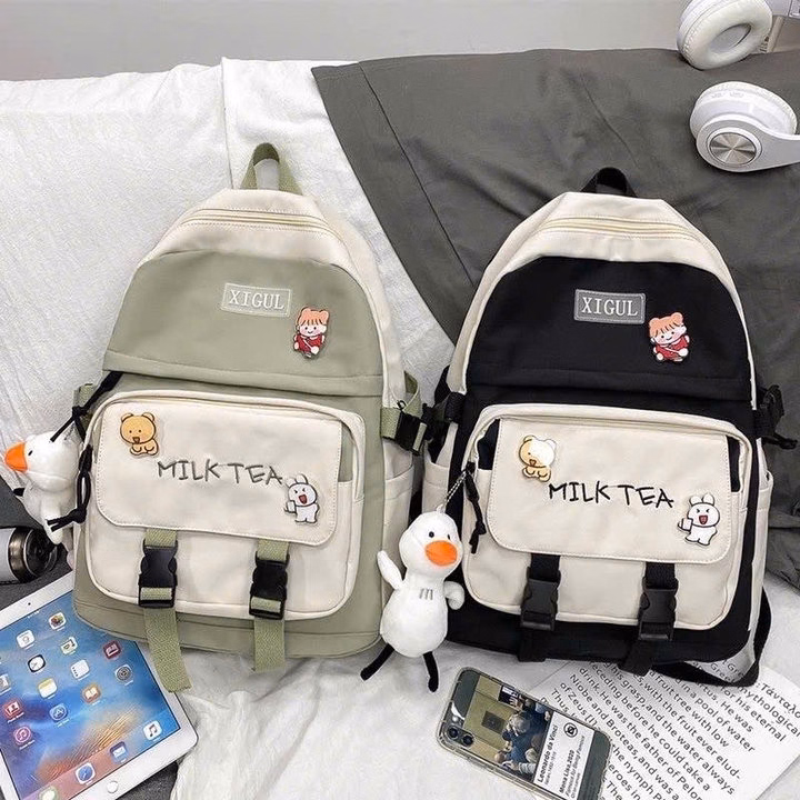 Balo Hộp Đi Học Milk Tea Vừa A4 Gf66- Sam Store - Ảnh 4