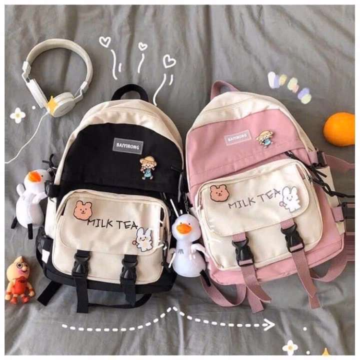 Balo Hộp Đi Học Milk Tea Vừa A4 Hg65- Nana House - Ảnh 2