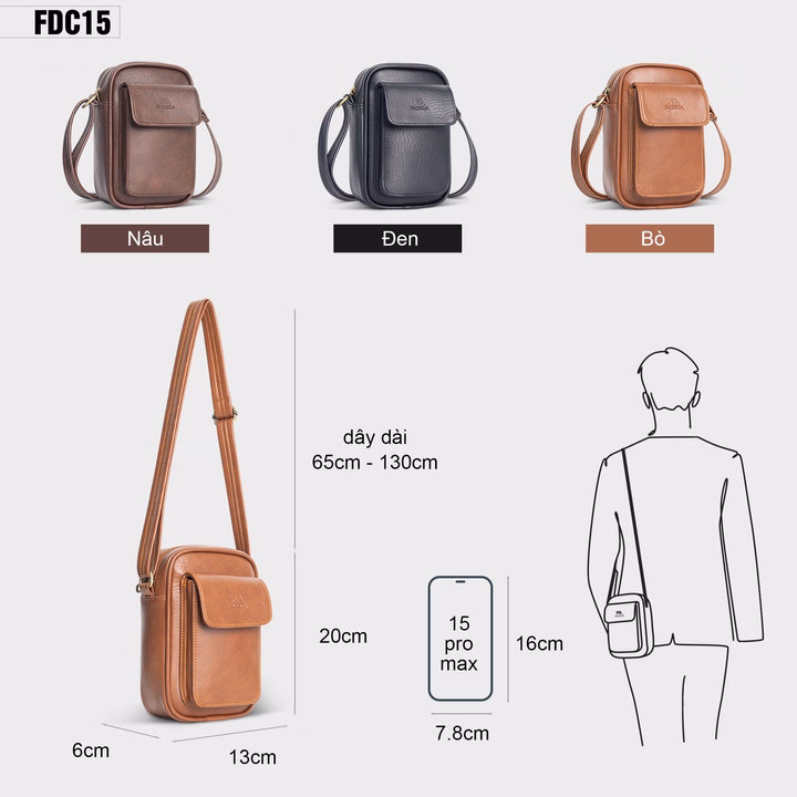 Túi Đeo Chéo Unisex Dang Đứng Fadoda Fdc15 - Ảnh 7