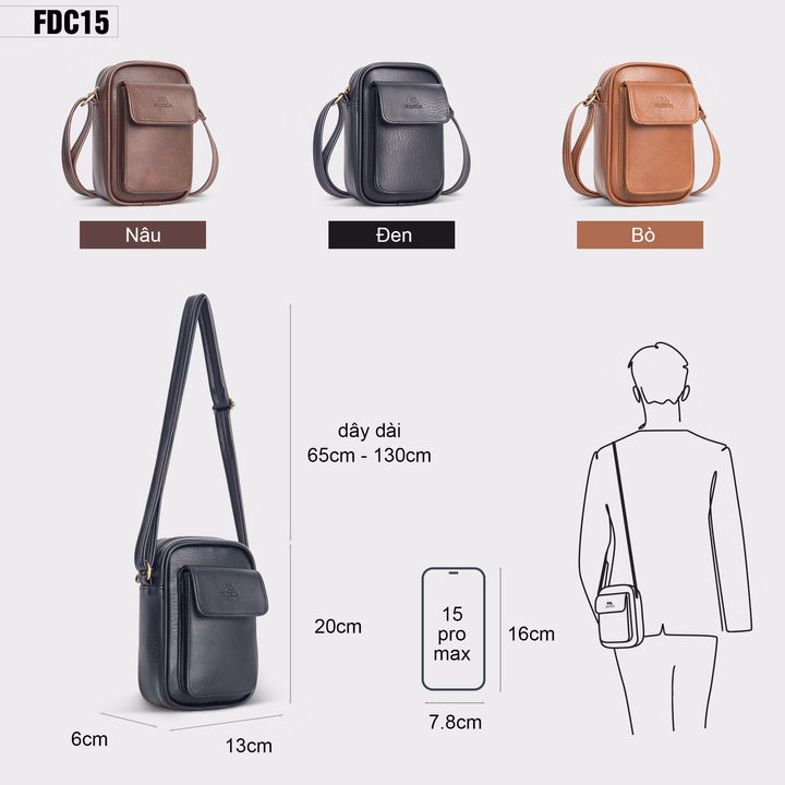 Túi Đeo Chéo Unisex Dang Đứng Fadoda Fdc15 - Ảnh 12