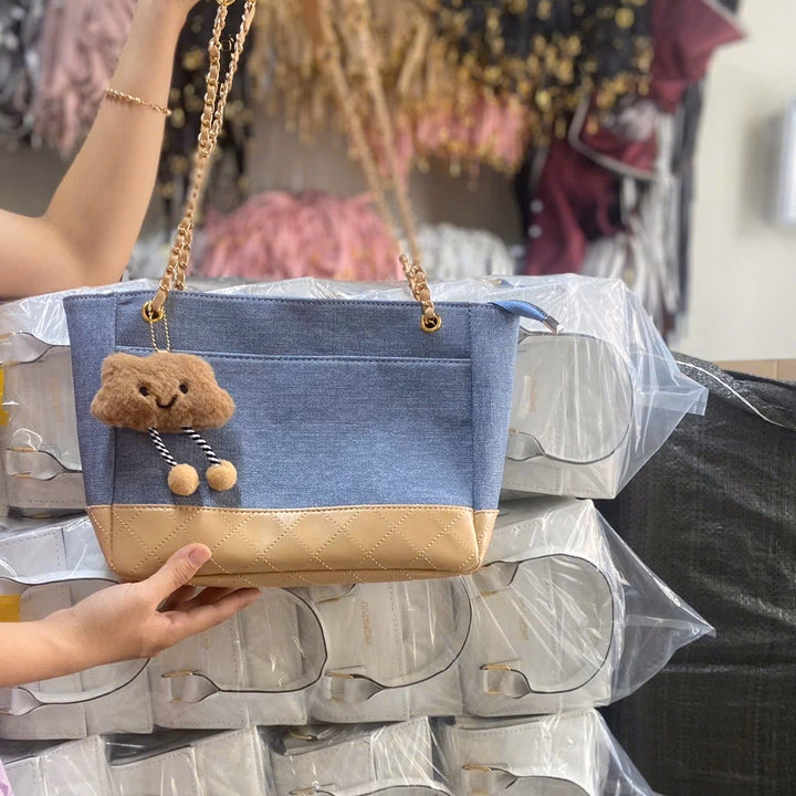 (Tặng Kèm Móc Mây) Túi Công Sở Nữ Tote - Túi Xách Đeo Vai Phối Vải Bò Hàng Đẹp Dễ Thương 46 - Ảnh 7