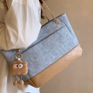 (Tặng Kèm Móc Mây) Túi Công Sở Nữ Tote - Túi Xách Đeo Vai Phối Vải Bò Hàng Đẹp Dễ Thương 46 - Ảnh 4