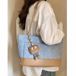 (Tặng Kèm Móc Mây) Túi Công Sở Nữ Tote - Túi Xách Đeo Vai Phối Vải Bò Hàng Đẹp Dễ Thương 46