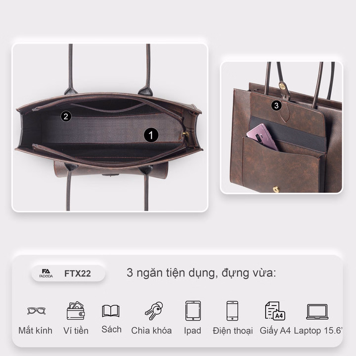 Túi Xách Đựng Laptop Công Sở Nữ Fadoda Ftx22 - Ảnh 16