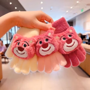 Găng Tay Len Gấu Dâu Cho Bé 3-10 Tuổi Họa Tiết Dễ Thương-Dâu Shop