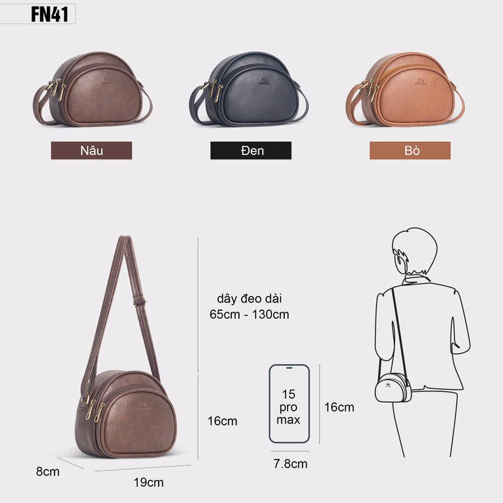 Túi Đeo Chéo Nữ Mini Dáng Bầu Fadoda Fn41 - Ảnh 2