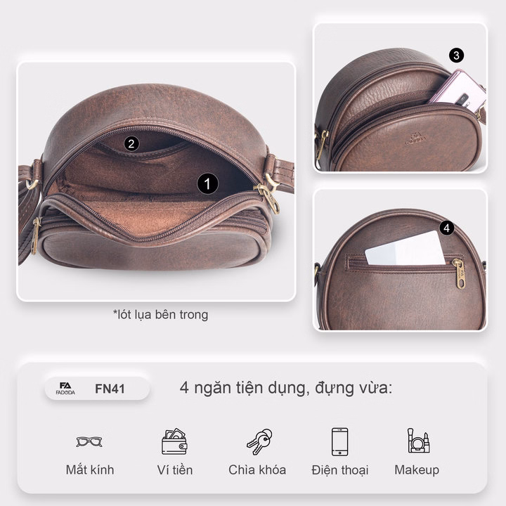 Túi Đeo Chéo Nữ Mini Dáng Bầu Fadoda Fn41 - Ảnh 5