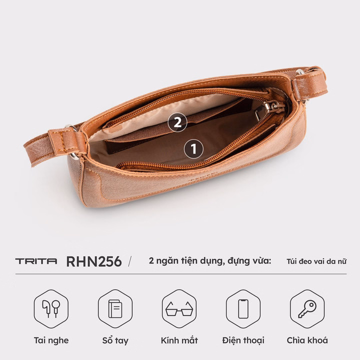 Túi Trita ( Thời Trang Nữ Phối Họa Tiết Viền Chỉ Size 21 - Túi Đeo Vai Da Rhn256 ) - Trita - Ảnh 6