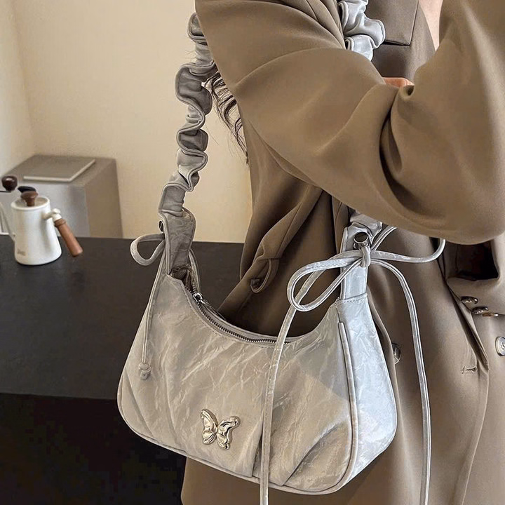 Túi Xách Đeo Chéo Quai Rúm Nơ Da Nhung Điệu Đà Pp741 - Pipi Store - Ảnh 6