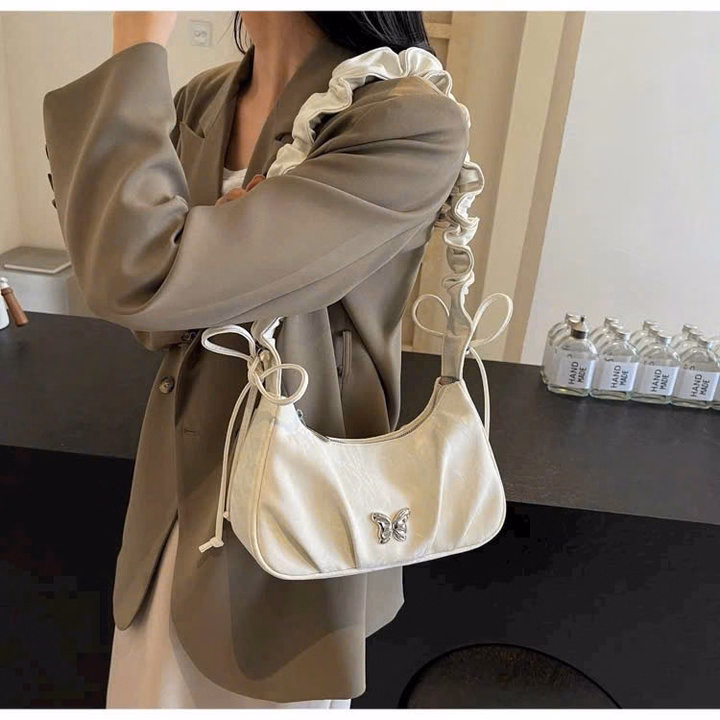 Túi Xách Đeo Chéo Quai Rúm Nơ Da Nhung Điệu Đà Pp741 - Pipi Store - Ảnh 5