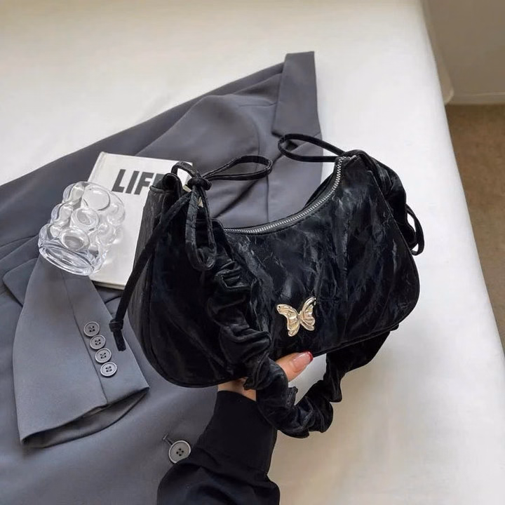 Túi Xách Đeo Chéo Quai Rúm Nơ Da Nhung Điệu Đà Pp741 - Pipi Store - Ảnh 3