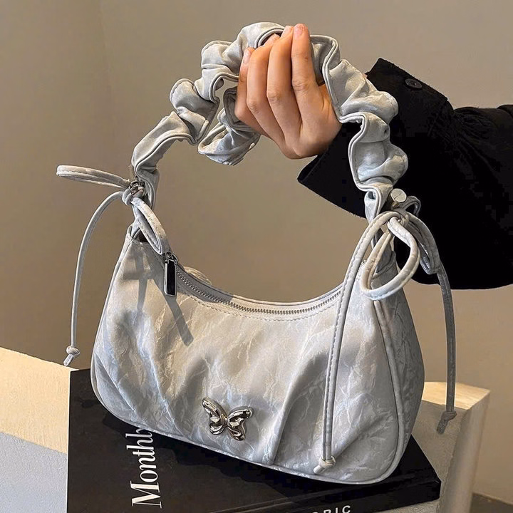 Túi Xách Đeo Chéo Quai Rúm Nơ Da Nhung Điệu Đà Pp741 - Pipi Store - Ảnh 4