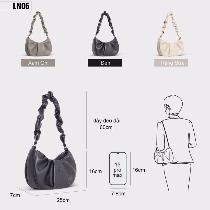 Túi Nữ Kẹp Nách Dáng Thuyền Thời Trang Petla Ln06 - Ảnh 7