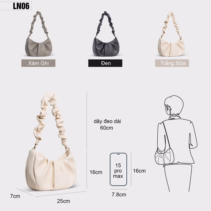 Túi Nữ Kẹp Nách Dáng Thuyền Thời Trang Petla Ln06 - Ảnh 12