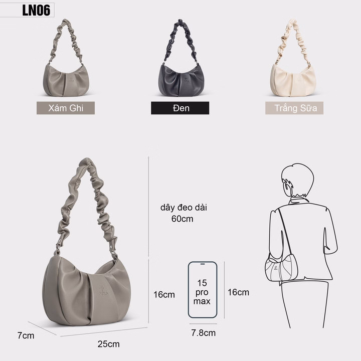 Túi Nữ Kẹp Nách Dáng Thuyền Thời Trang Petla Ln06 - Ảnh 2
