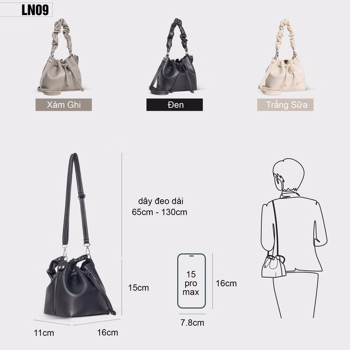 Túi Đeo Chéo Da Nữ Dây Rút Thời Trang Petla Ln09 - Ảnh 2