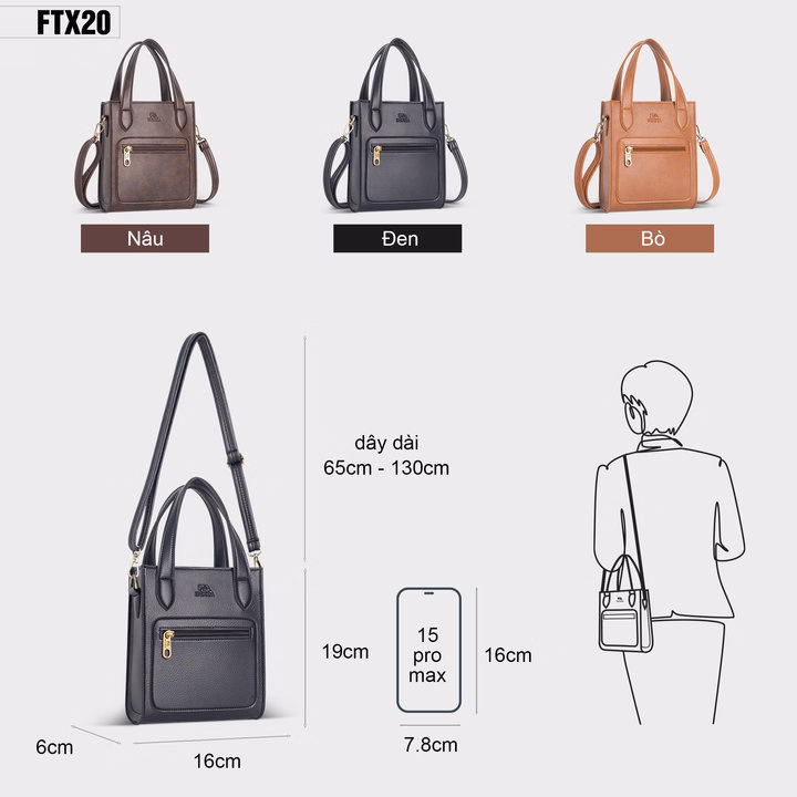 Túi Xách Da Nữ Mini Dáng Đứng Fadoda Ftx20 - Ảnh 8