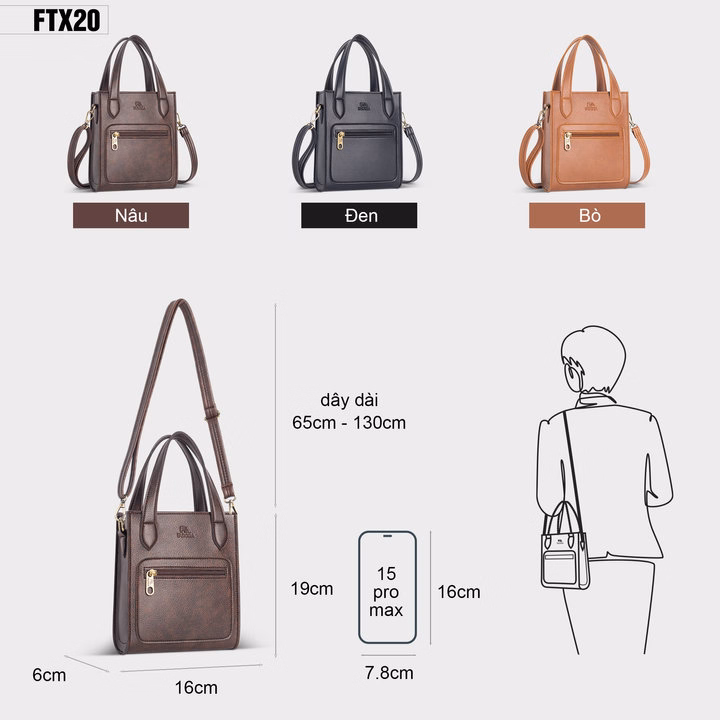 Túi Xách Da Nữ Mini Dáng Đứng Fadoda Ftx20 - Ảnh 2