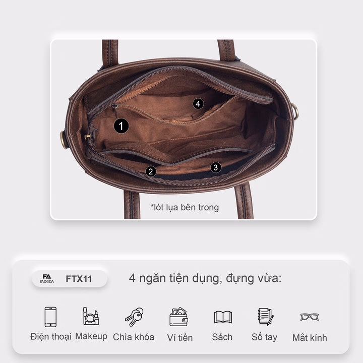 Túi Xách Nữ Đeo Chéo Ftx11 Cỡ Trung-Fadoda - Ảnh 17