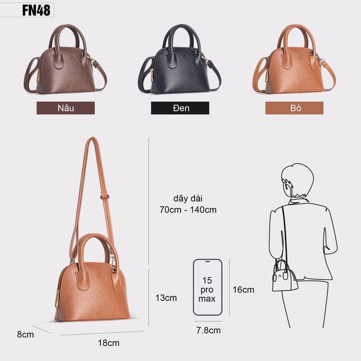 Túi Xách Hến Nữ Mini Đeo Chéo Fadoda Fn48 - Ảnh 12
