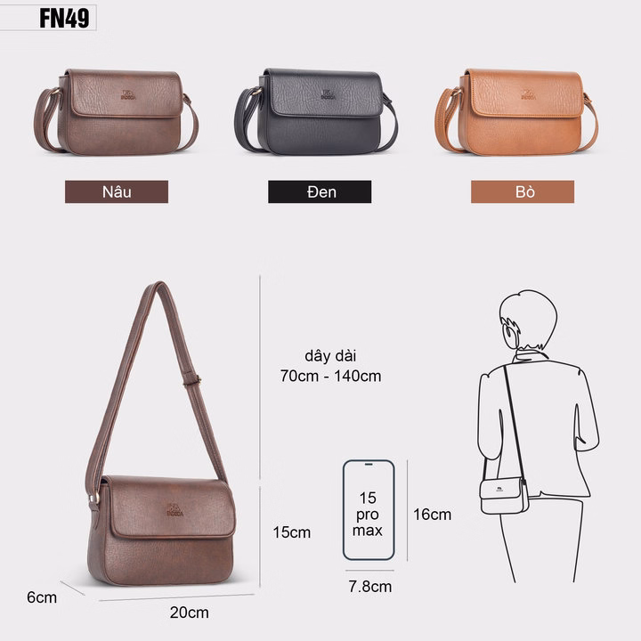 Túi Đeo Chéo Nữ Dáng Hộp Fadoda Fn49 - Ảnh 2