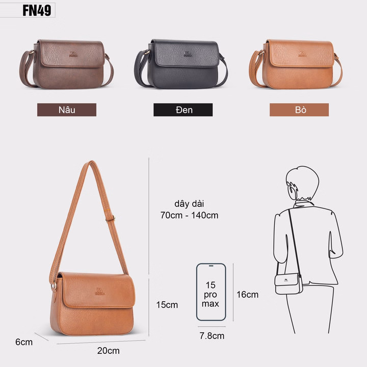 Túi Đeo Chéo Nữ Dáng Hộp Fadoda Fn49 - Ảnh 12